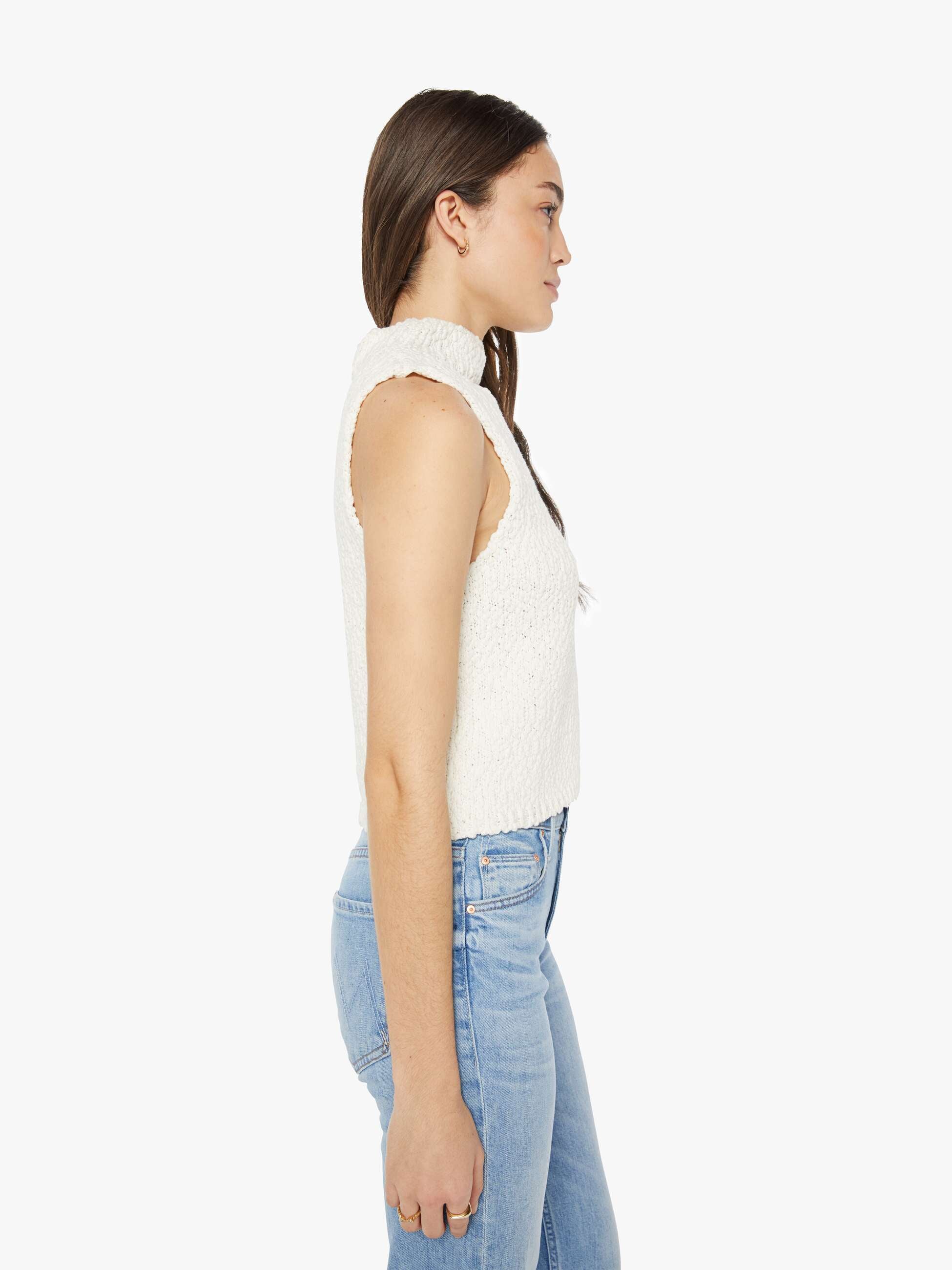 SABLYN Atticus Roll Neck Cropped Tank - Gardenia - Image 3
